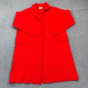 LeRoy Coat Womens‎ Red Knit Long Button Front Vintage 60s Mod Retro
